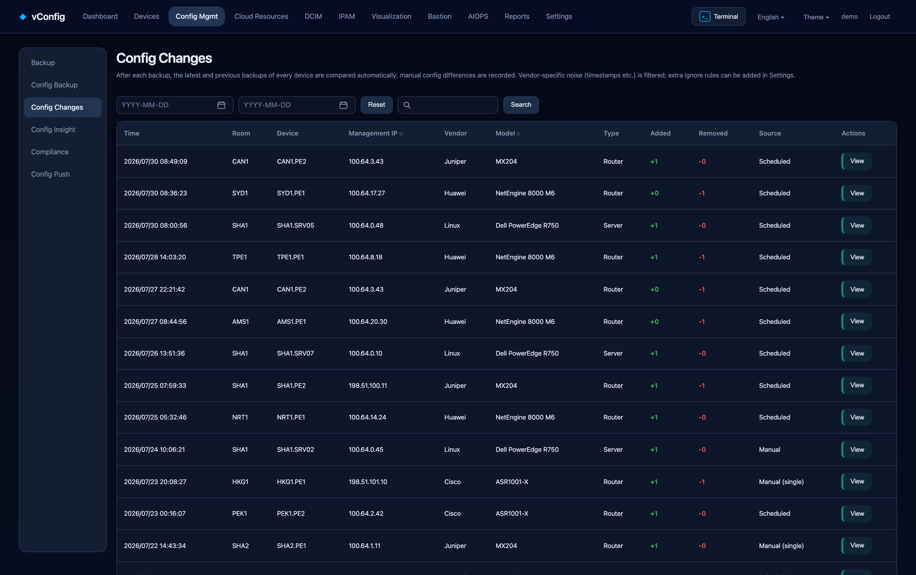 Config changes